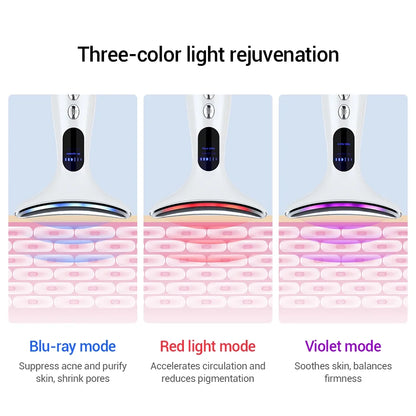 Neck and Face Firming Treatment Tool - Double Chin Reducer with LED Therapy, Thermal and Vibration Technologies for Youthful Skin