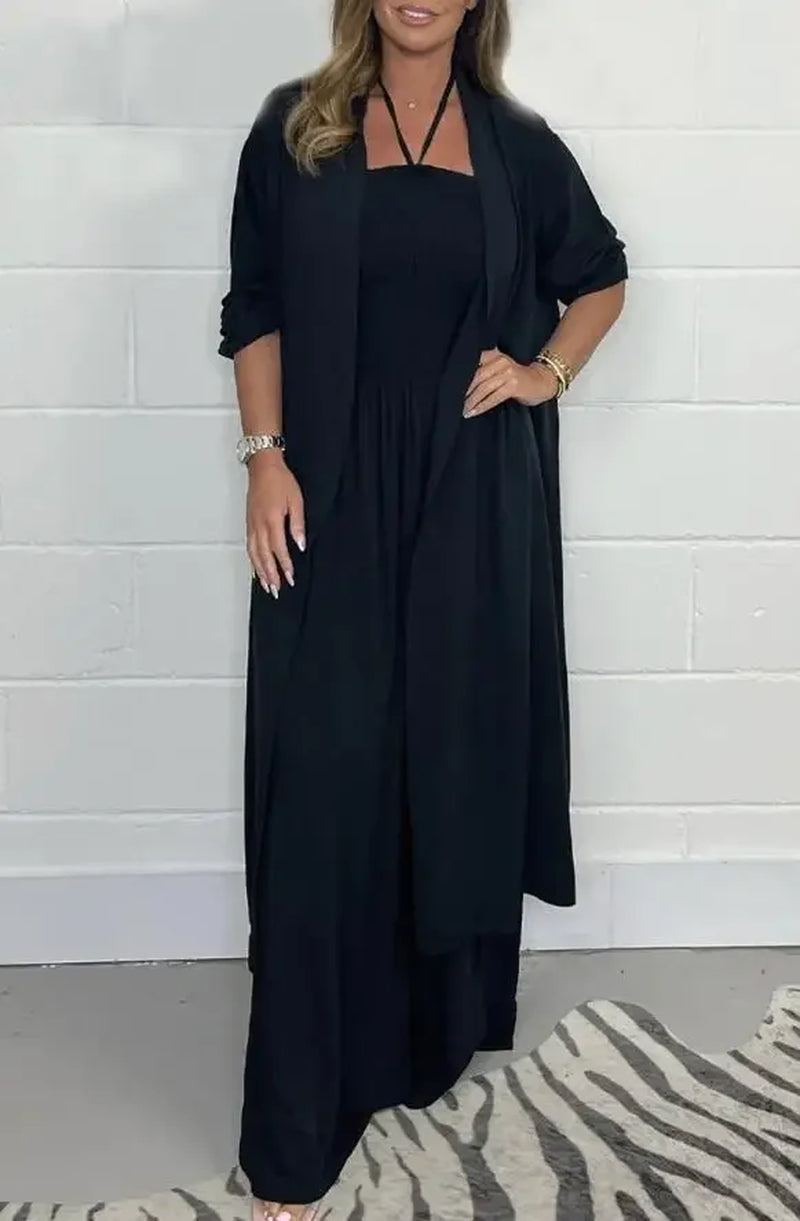 Chic Summer Women's Jumpsuit - Lace-Up Pleated Wide Leg Casual Outfit for Vacations and Parties