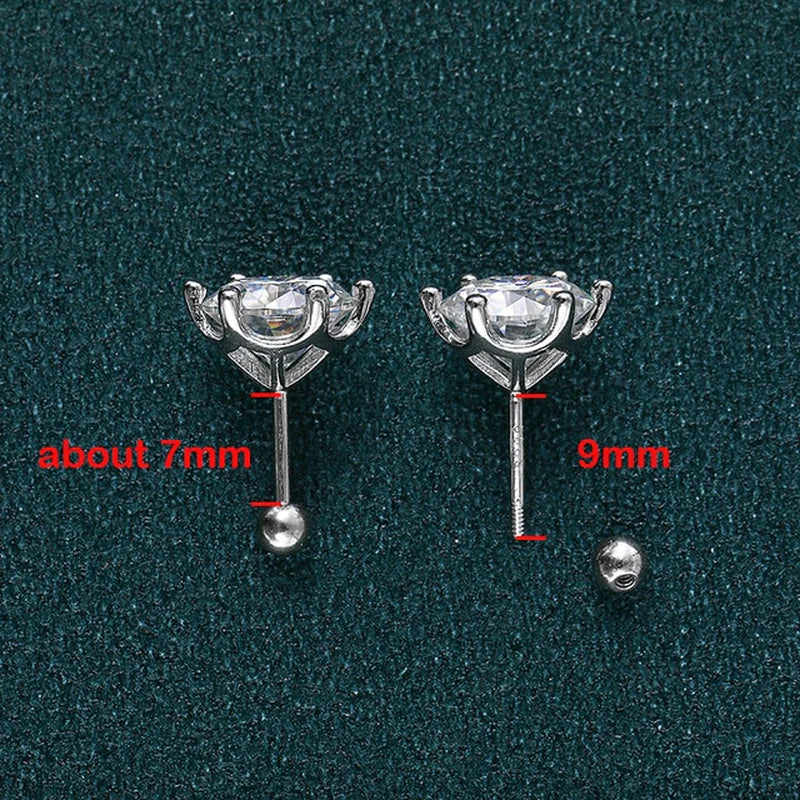 Smyoue 8Mm D Color 2.0 Carat 100% Moissanite Stud Earrings for Women Screw Thread Ear Studs 925 Silver Jewelry Pass Diamond Test