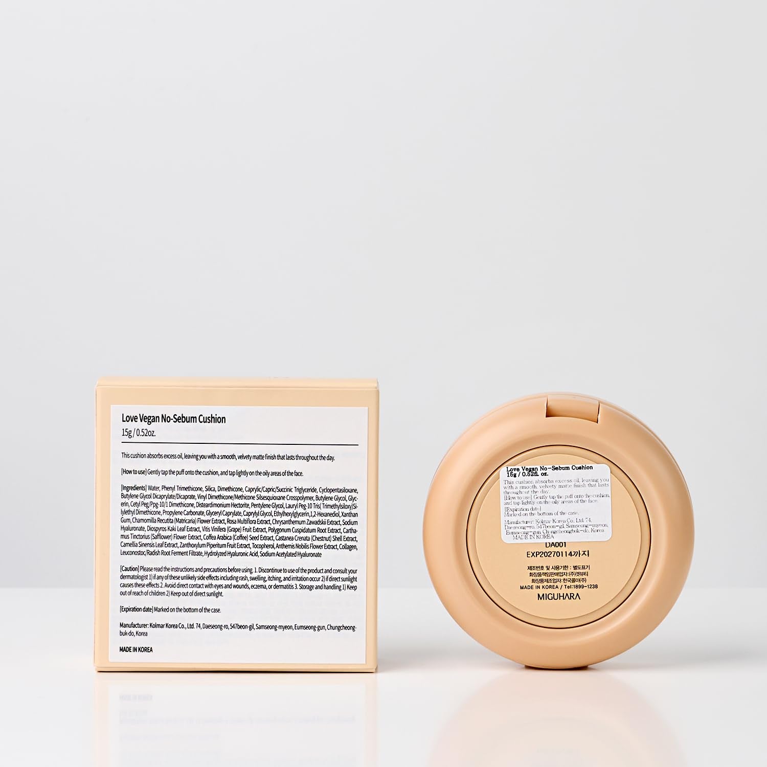 LOVE Vegan No-Sebum Cushion | K-Beauty No Sebum Cushion (15G/0.52 Oz.)