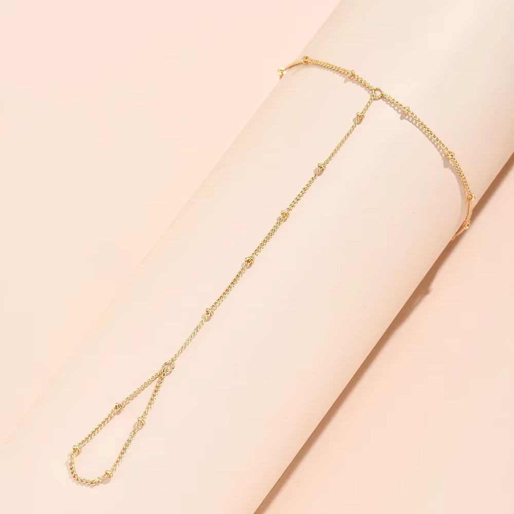 Stunning Handmade Gold Ring Palm Chain Bracelet for Women