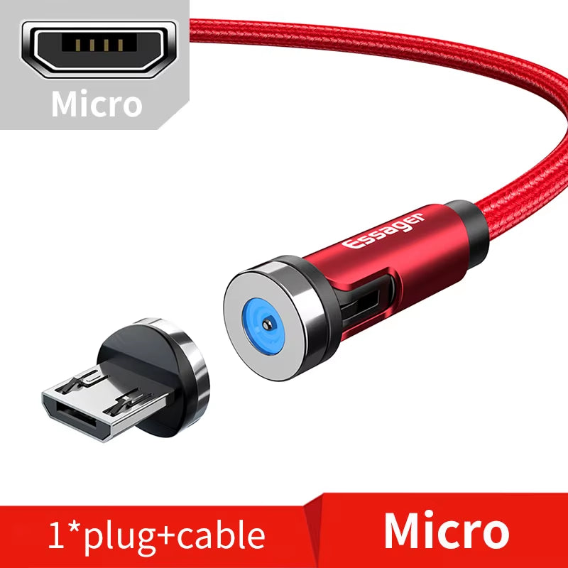 540 Rotate Magnetic Cable Fast Charging Magnet Charger Micro USB Type C Cable Mobile Phone Wire Cord for Iphone Xiaomi