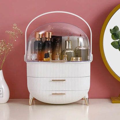 Large Capacity Makeup Organizer - Stylish Cosmetic Storage Box & Dressing Table Essential with Brush Holder