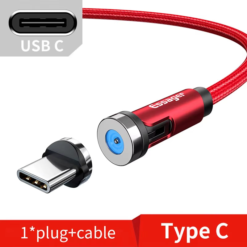 540 Rotate Magnetic Cable Fast Charging Magnet Charger Micro USB Type C Cable Mobile Phone Wire Cord for Iphone Xiaomi