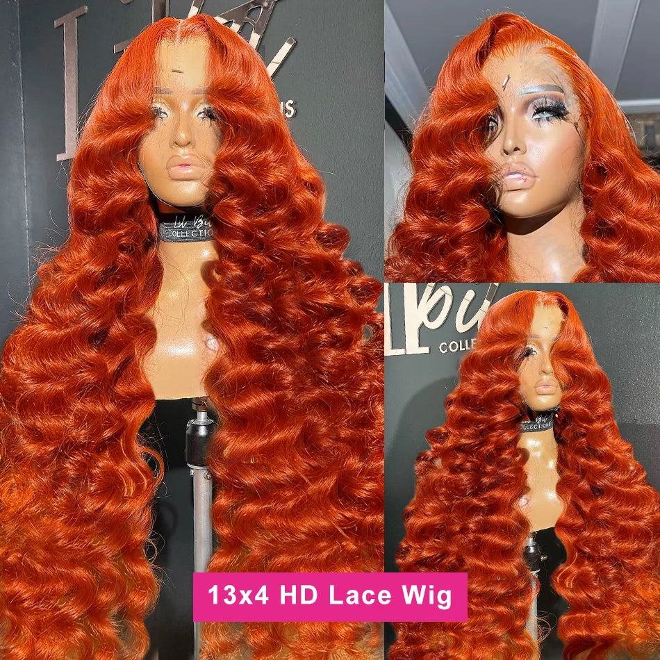 30 Inch Ginger Loose Waves Wig Human Hair 13X6 Hd Ginger Human Hair Wig Brazilian Loose Deep Wig 13X4 Lace Frontal Wig for Women