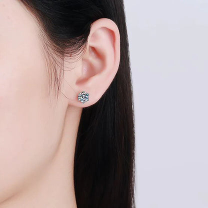 Smyoue 8Mm D Color 2.0 Carat 100% Moissanite Stud Earrings for Women Screw Thread Ear Studs 925 Silver Jewelry Pass Diamond Test