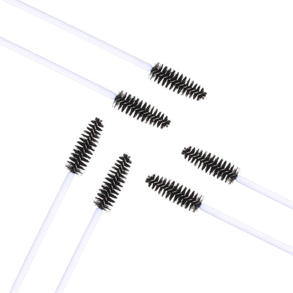 100 PCS Disposable Eyelash Brushes Mascara Brushes Eye Lash Eyebrow Applicator Cosmetic Makeup Brush Tool Kits (White-Black)