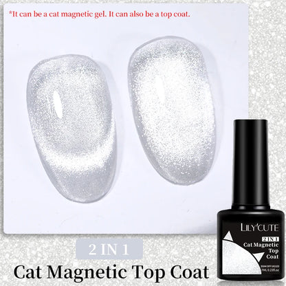 3-in-1 Platinum Rose Gold Cat Magnetic Gel Nail Polish - 7ML Moonlight Glitter UV Varnish for Stunning Semi-Permanent Manicures