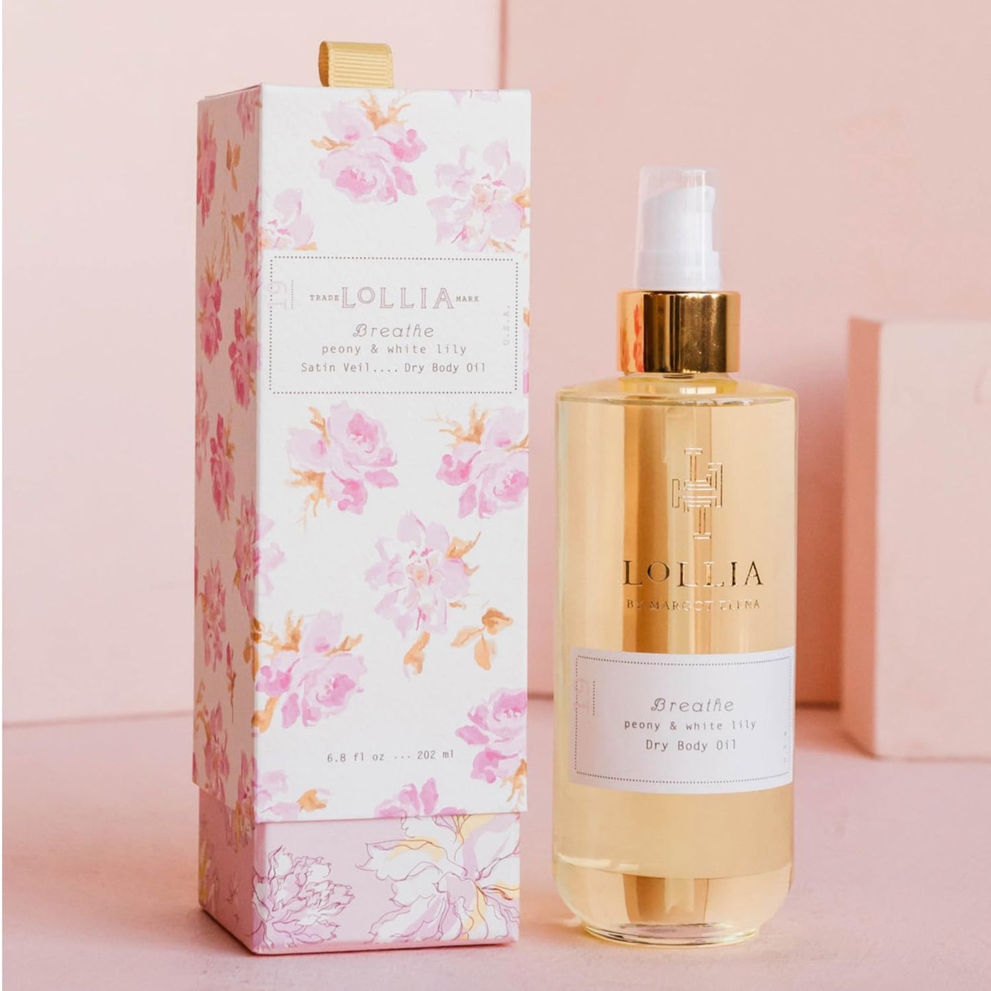 Luxurious Breathe Dry Body Oil - 6.8 Oz. Peony & White Lily Scent for All Skin Types, Deeply Moisturizing & Scented Body Oil for Women
