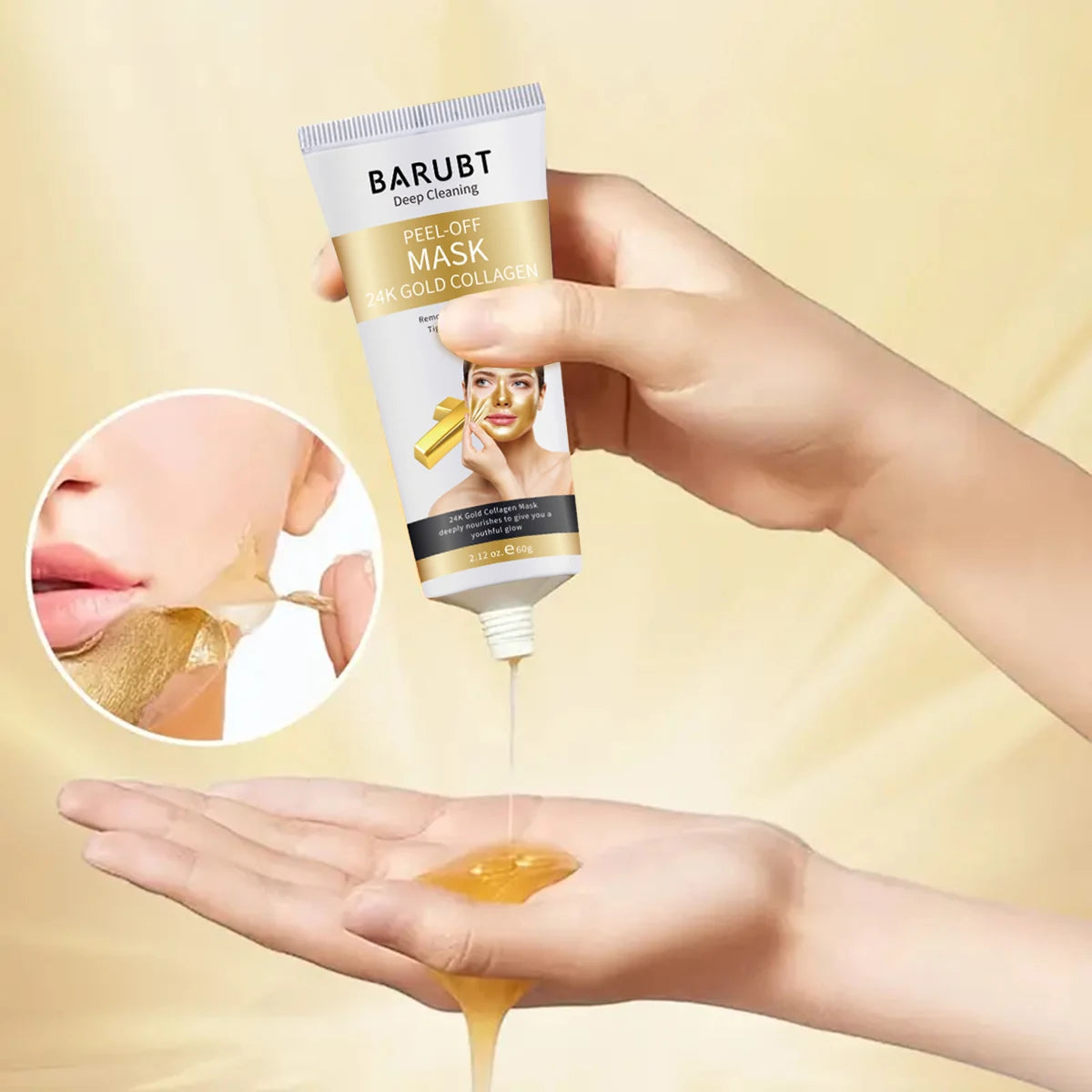 Luxury 24K Gold Foil Peel-Off Mask - 60G Deep Exfoliating Treatment for Blackhead and Acne Removal, Revealing Radiant Skin