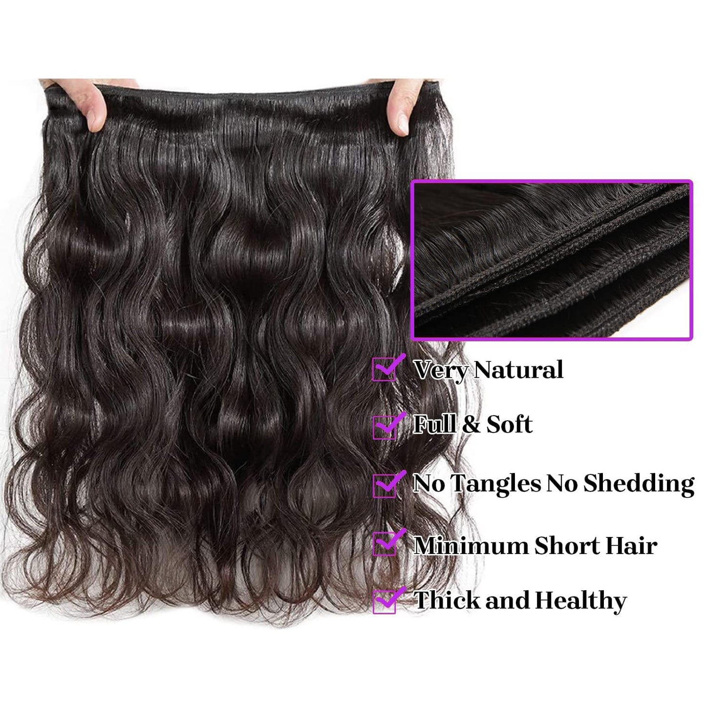Luxury Body Wave Bundles with Closure - 12A Unprocessed Brazilian Virgin Hair (16", 18", 20" + 14" Free Part Lace Closure) - 150% Density