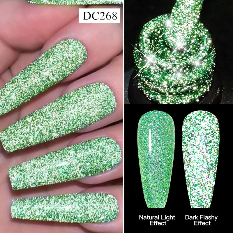 Mtssii 7ml Glitter Reflective Rubber Base Gel Polish - Laser Sparkling Semi-Permanent Soak Off UV Nail Varnish for Stunning Nail Art