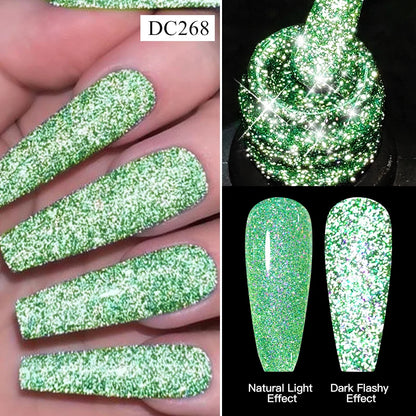 Mtssii 7ml Glitter Reflective Rubber Base Gel Polish - Laser Sparkling Semi-Permanent Soak Off UV Nail Varnish for Stunning Nail Art