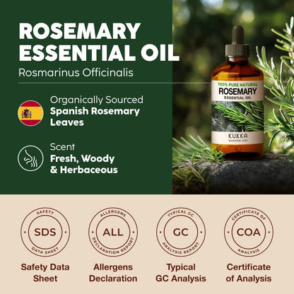 100% Pure & Natural Rosemary Oil for Hair, Skin, Aromatherapy & Soap Making Scent (4 Fl Oz / 118 Ml)