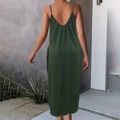 Women Casual Summer Spaghetti Strap Long Dress
