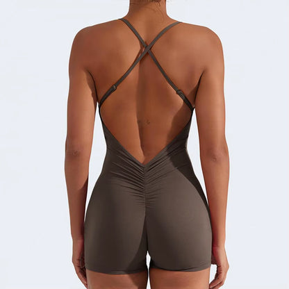 Sleeveless Sports Jumpsuit Woman Fitness Overalls Short Workout Rompers Women Gym Bodysuits Female Push up Yoga One-Piece Suit