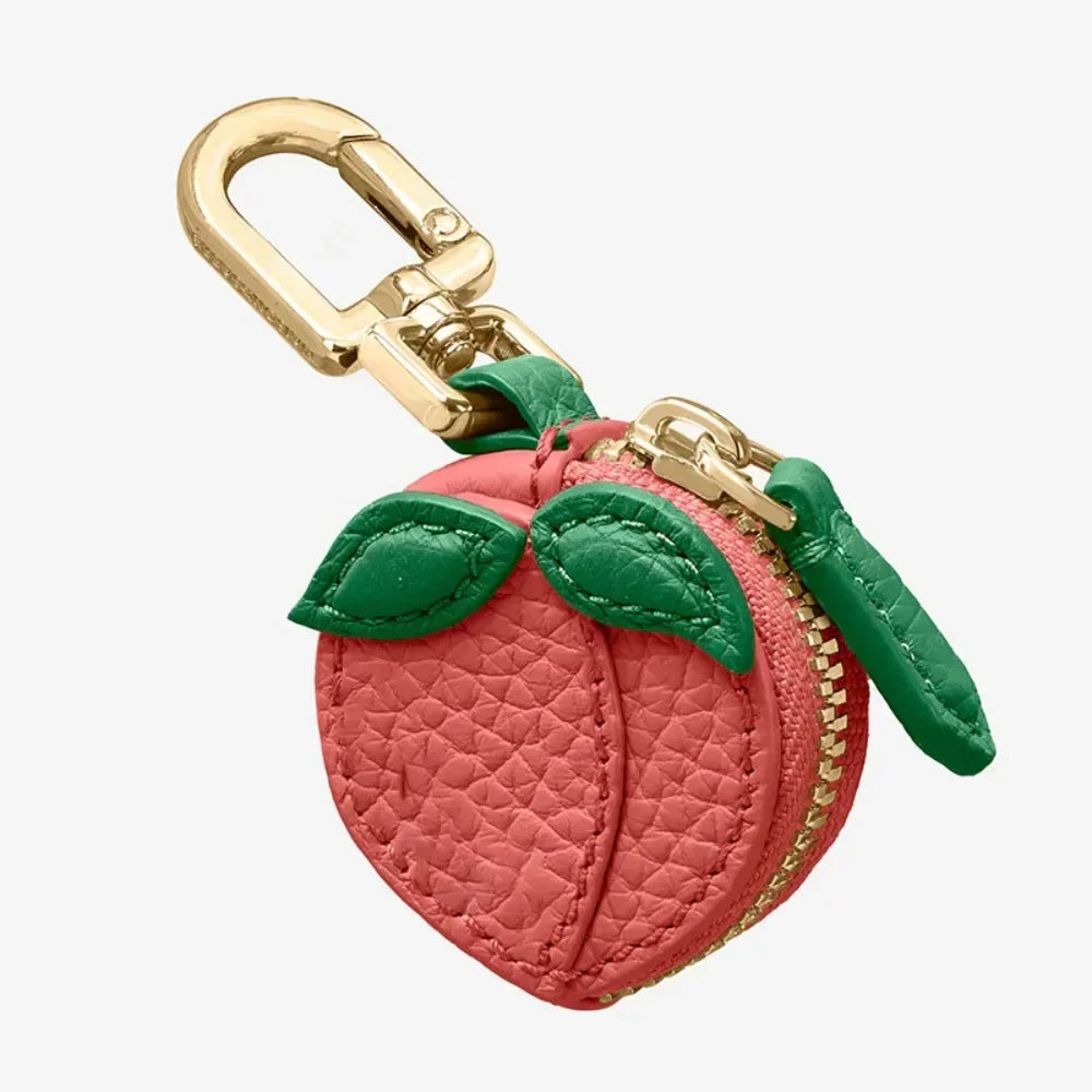 Adorable Mini Cherry Coin Purse - Cute Strawberry PU Leather Keychain & Earphone Bag
