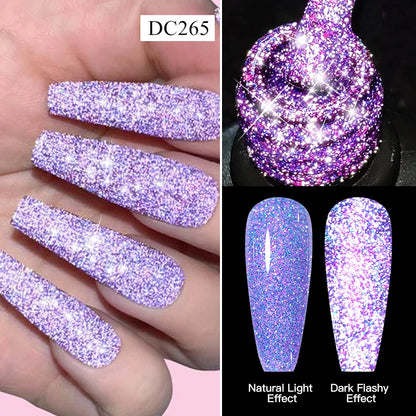 Mtssii 7ml Glitter Reflective Rubber Base Gel Polish - Laser Sparkling Semi-Permanent Soak Off UV Nail Varnish for Stunning Nail Art