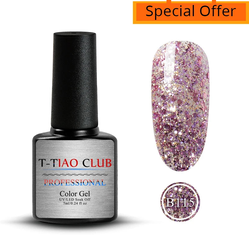 Mtssii 7ml Glitter Reflective Rubber Base Gel Polish - Laser Sparkling Semi-Permanent Soak Off UV Nail Varnish for Stunning Nail Art