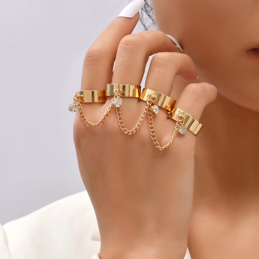 Stunning Handmade Gold Ring Palm Chain Bracelet for Women
