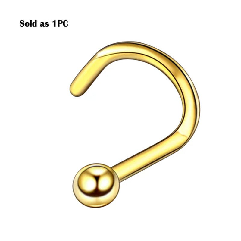 Implant Titanium Nose Piercings 18G 20G Black Screw Nose Ring Nostril Piercings Nariz Stud Earrings Body Jewelry Piercing Women