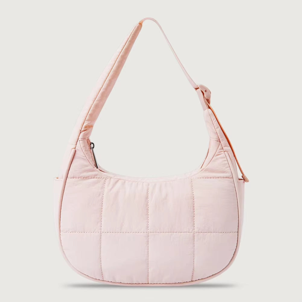 Puffer Crescent Bag -Quilted Underarm Bag- Nylon Adjustable  Shoulder Strap Purse- Work/ Travel