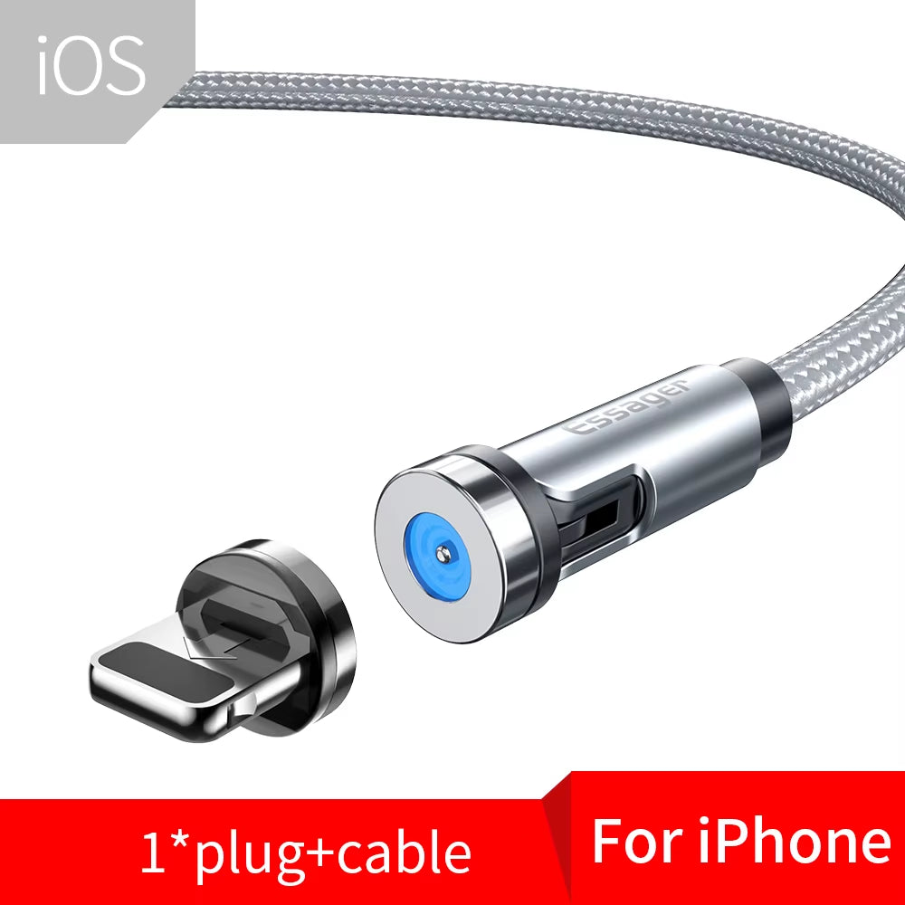 540 Rotate Magnetic Cable Fast Charging Magnet Charger Micro USB Type C Cable Mobile Phone Wire Cord for Iphone Xiaomi