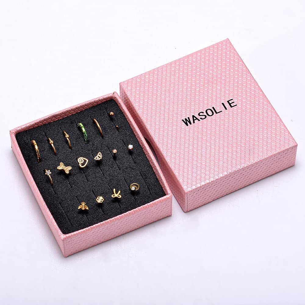 16 PCS Nose Rings and Studs for Women and Men - 316L Stainless Steel Piercings Jewelry Upgrade Screw