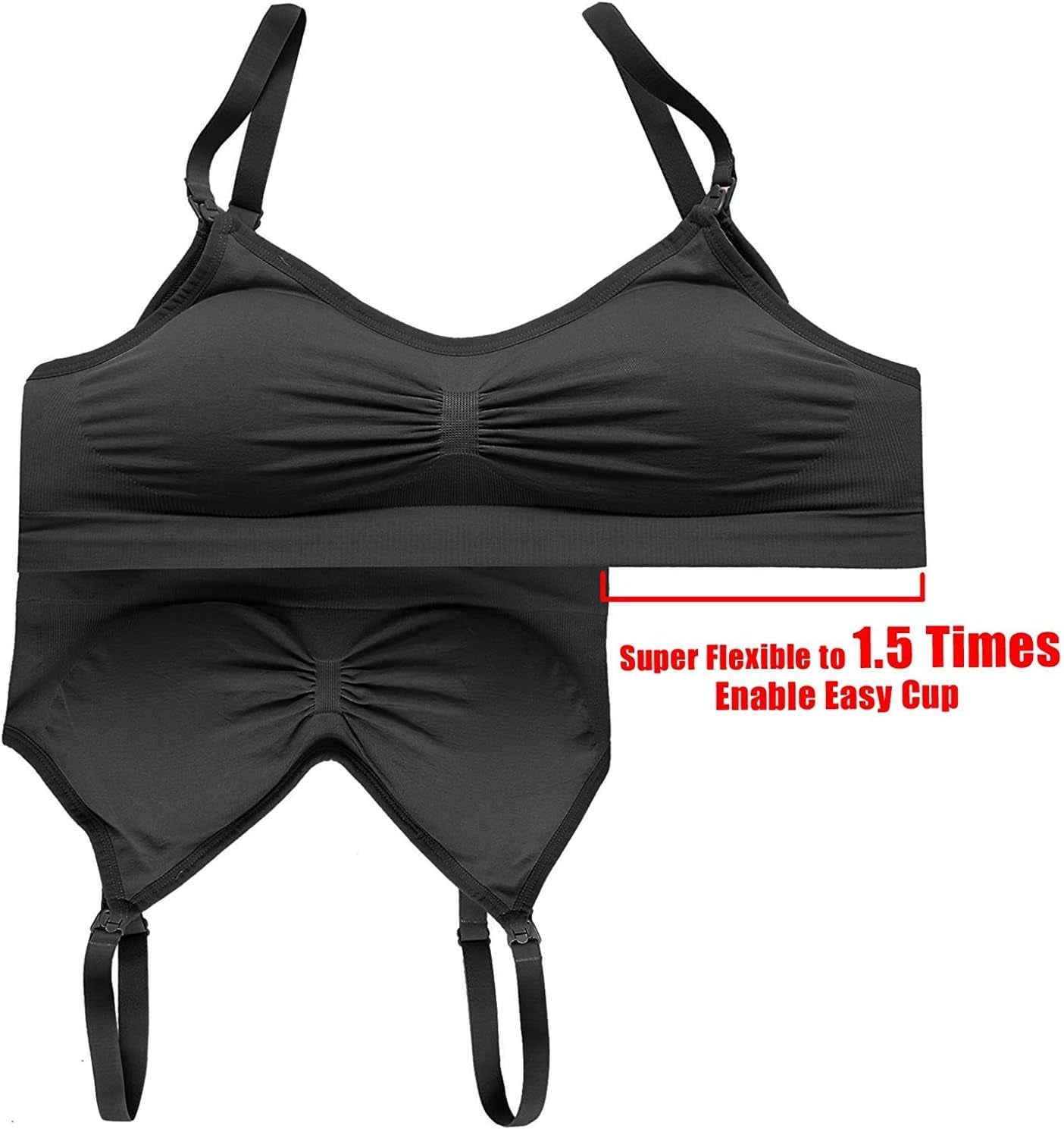Women'S Adjustable Seamless Nursing Bra Push up Comfort Sleep Bralette,L,3Pcs/Pack(Black)