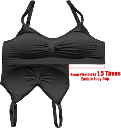 Women'S Adjustable Seamless Nursing Bra Push up Comfort Sleep Bralette,L,3Pcs/Pack(Black)
