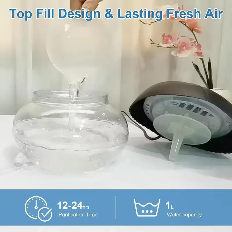 Transform Your Space with the Black Water-Based Air Purifier & Freshener – Color-Changing LED, Revitalizes Air in Any Room!