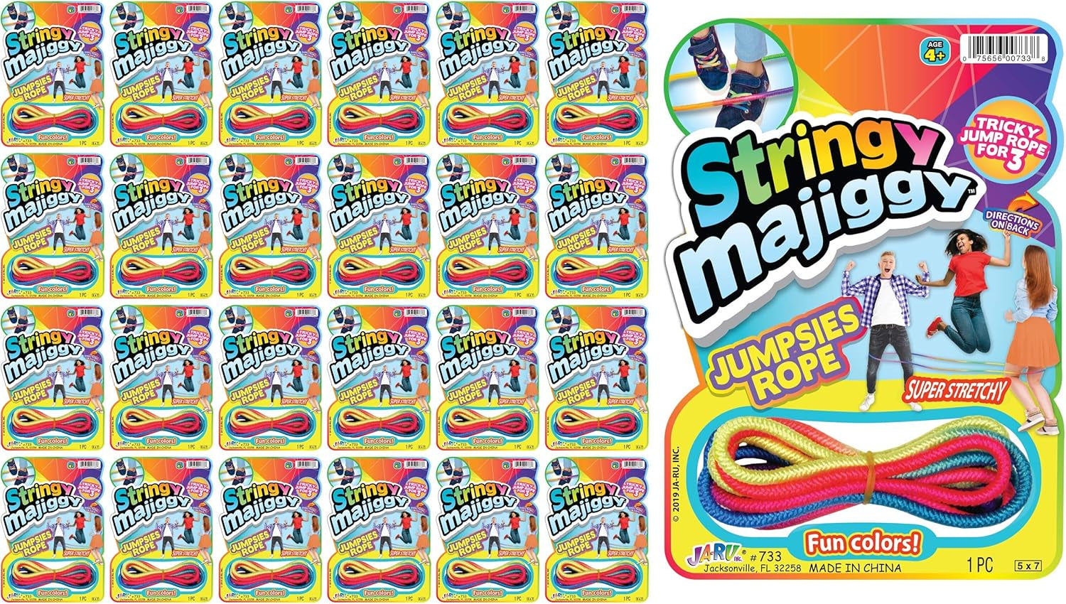 Exciting 24-Pack Fun-A-Ton Chinese Jump Rope Set for Kids - Perfect for Indoor & Outdoor Play, PE Classes, and Party Favors!