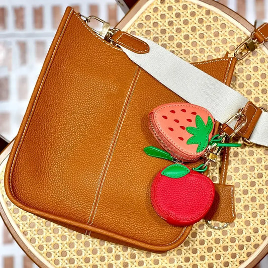 Adorable Mini Cherry Coin Purse - Cute Strawberry PU Leather Keychain & Earphone Bag