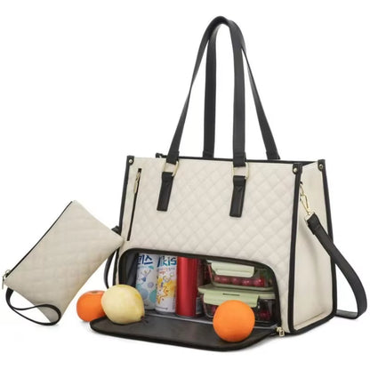 2 in 1 Portable Lunch Tote - Insulated Shoulder Pouch- Makeup Durable Waterproof Outdoor Travel Bag