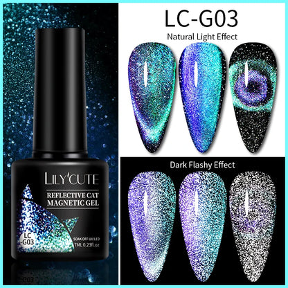 3-in-1 Platinum Rose Gold Cat Magnetic Gel Nail Polish - 7ML Moonlight Glitter UV Varnish for Stunning Semi-Permanent Manicures