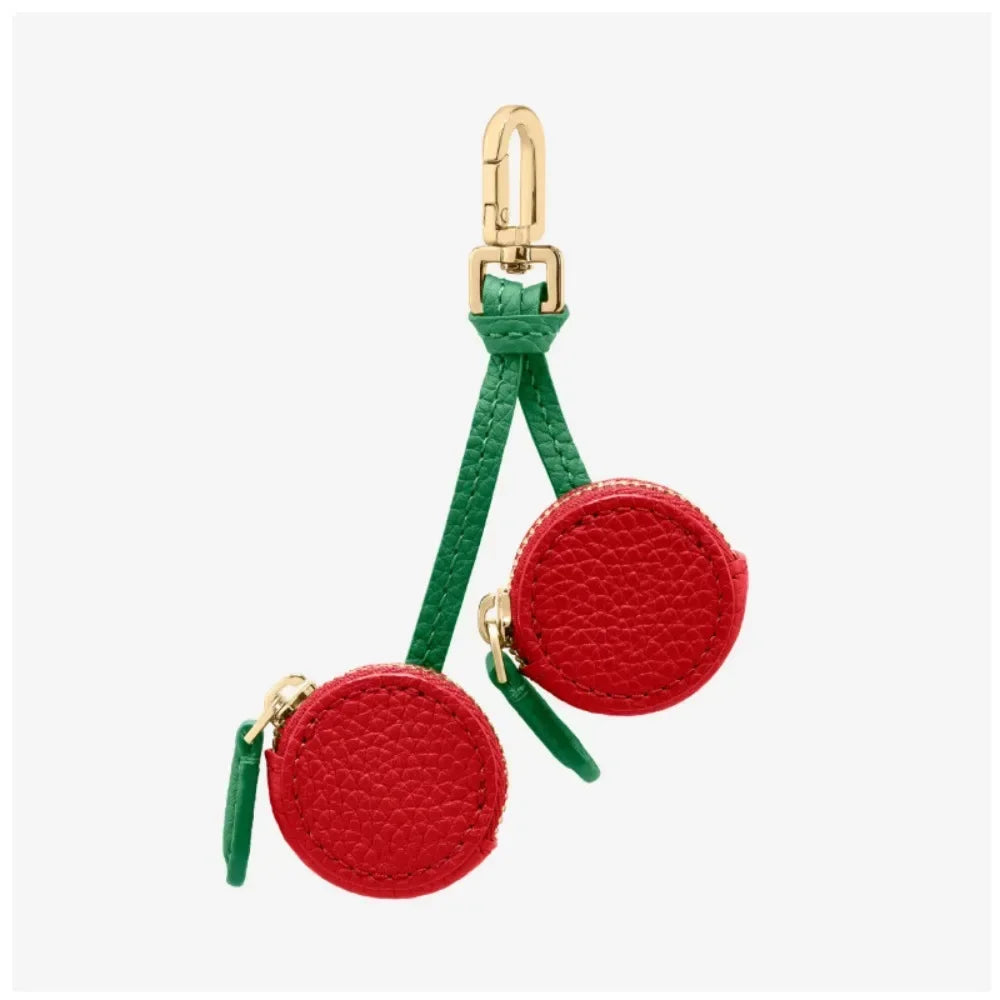 Adorable Mini Cherry Coin Purse - Cute Strawberry PU Leather Keychain & Earphone Bag