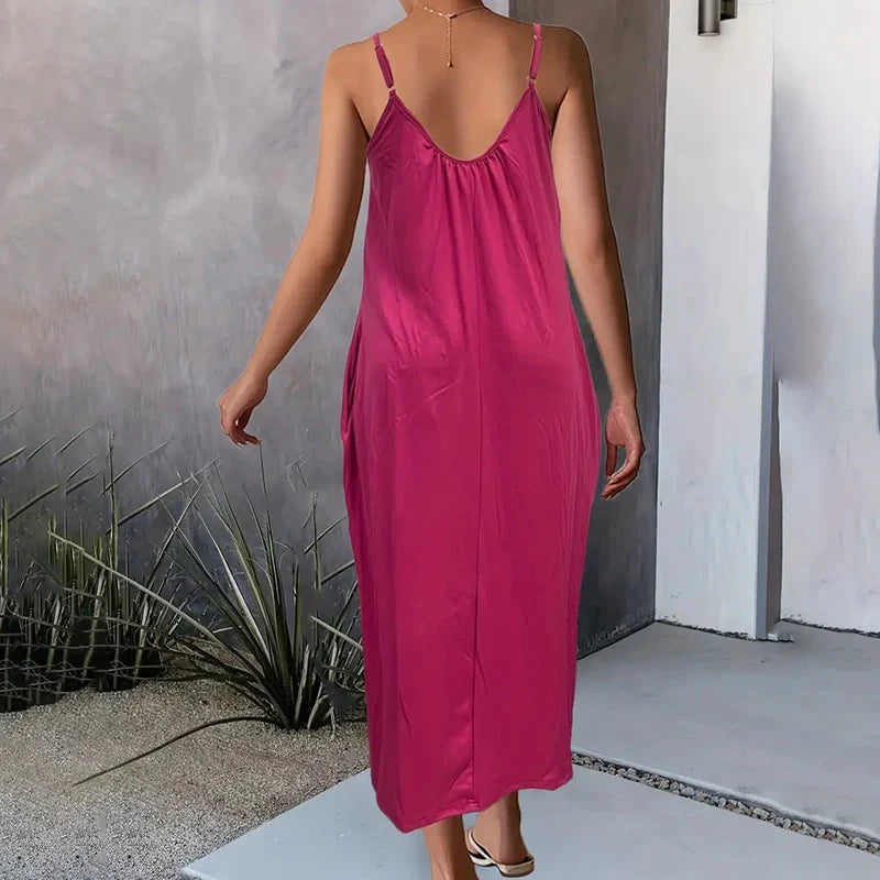 Women Casual Summer Spaghetti Strap Long Dress