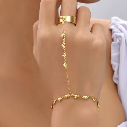 Stunning Handmade Gold Ring Palm Chain Bracelet for Women
