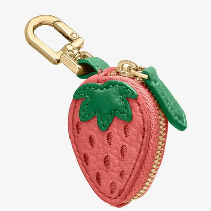 Adorable Mini Cherry Coin Purse - Cute Strawberry PU Leather Keychain & Earphone Bag