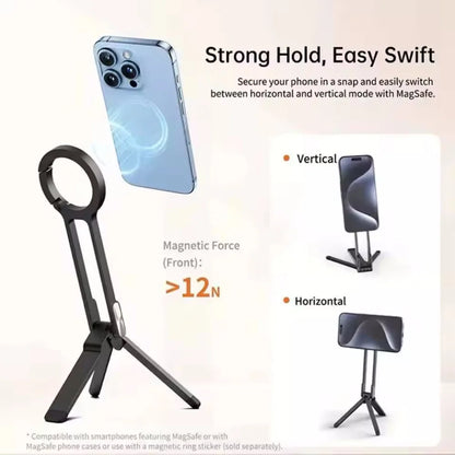 Portable Magnetic Tripod Carabiner Mount for iPhone 16/15/14/13 - Dual-Sided Desk Holder