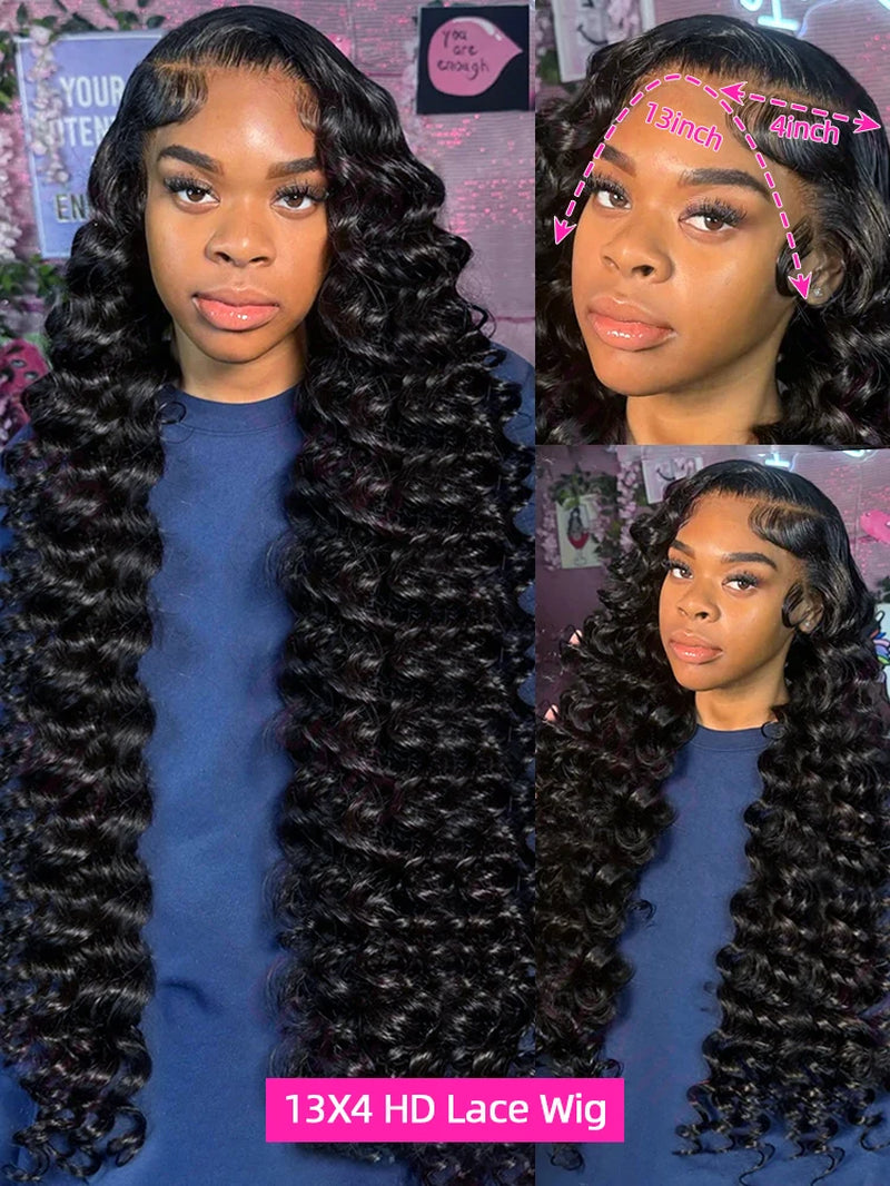 30 40Inch Loose Waves Wig Human Hair Brazilian Loose Deep Wig 13X6 Hd Lace Frontal Wig Curly Lace Front Human Hair Wig for Women