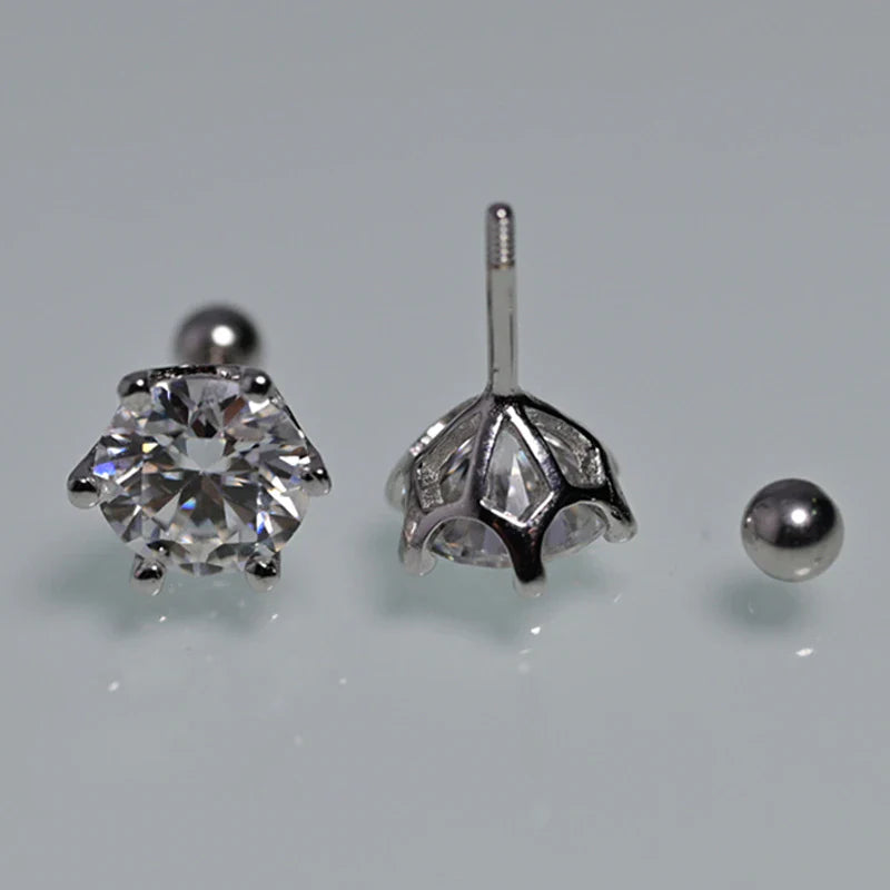 Smyoue 8Mm D Color 2.0 Carat 100% Moissanite Stud Earrings for Women Screw Thread Ear Studs 925 Silver Jewelry Pass Diamond Test