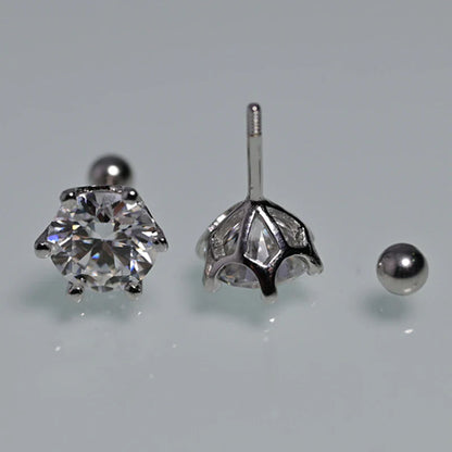 Smyoue 8Mm D Color 2.0 Carat 100% Moissanite Stud Earrings for Women Screw Thread Ear Studs 925 Silver Jewelry Pass Diamond Test