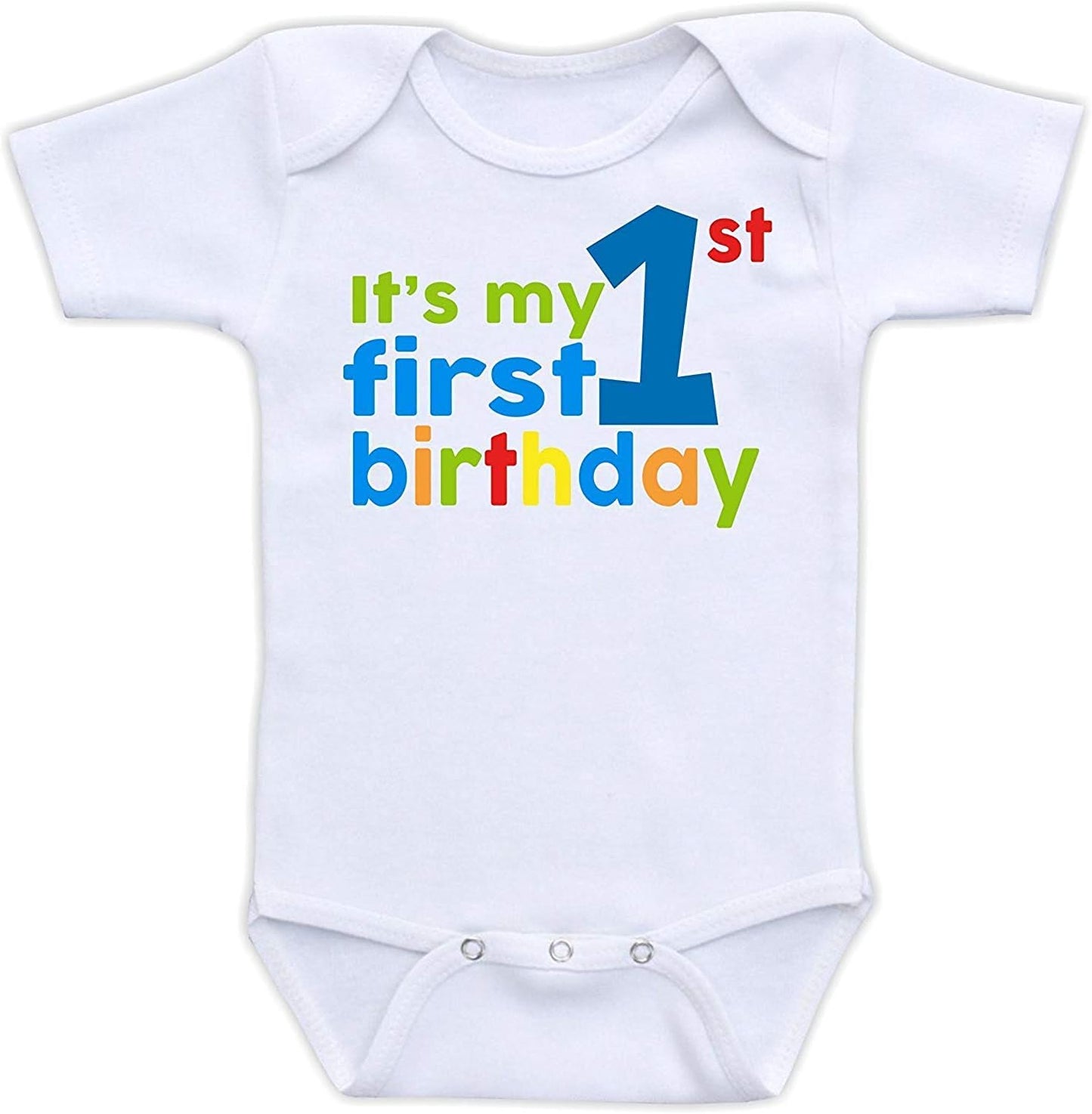 It'S My First Birthday Boutique Baby Bodysuit Onesie Unisex Short Sleeve White