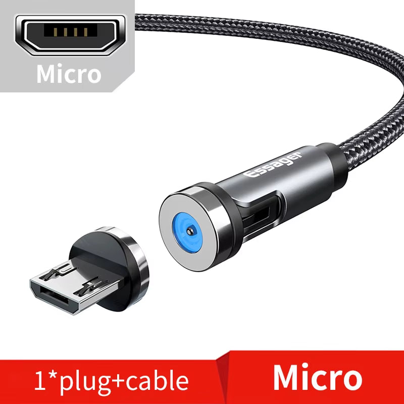 540 Rotate Magnetic Cable Fast Charging Magnet Charger Micro USB Type C Cable Mobile Phone Wire Cord for Iphone Xiaomi