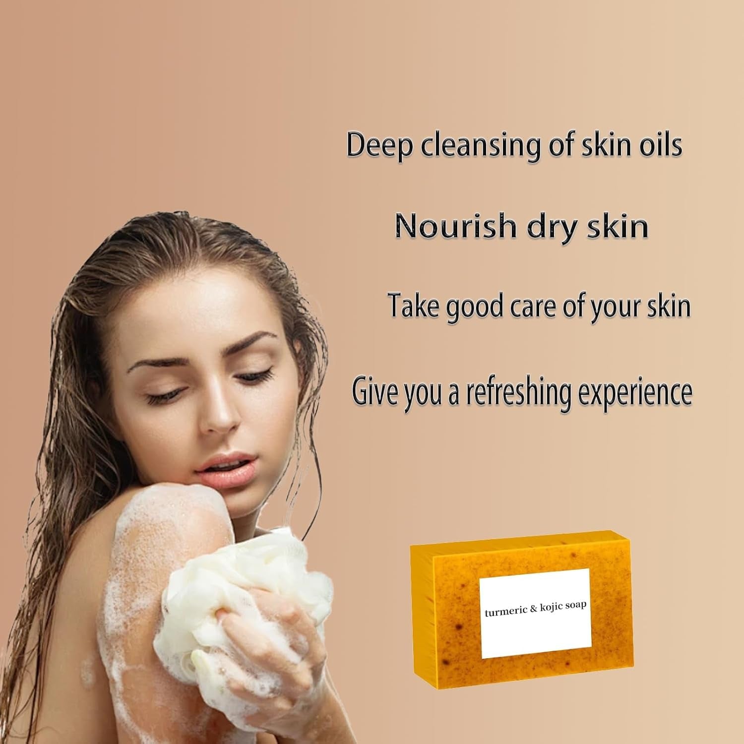 Lemon Turmeric Kojic Soap,Natural Handmade Soapes,Turmeric Soap Bar for Face and Body, Smooth Skin Tumeric Soaps,Deep Cleansing Soaps for Men & Women (3 PCS)