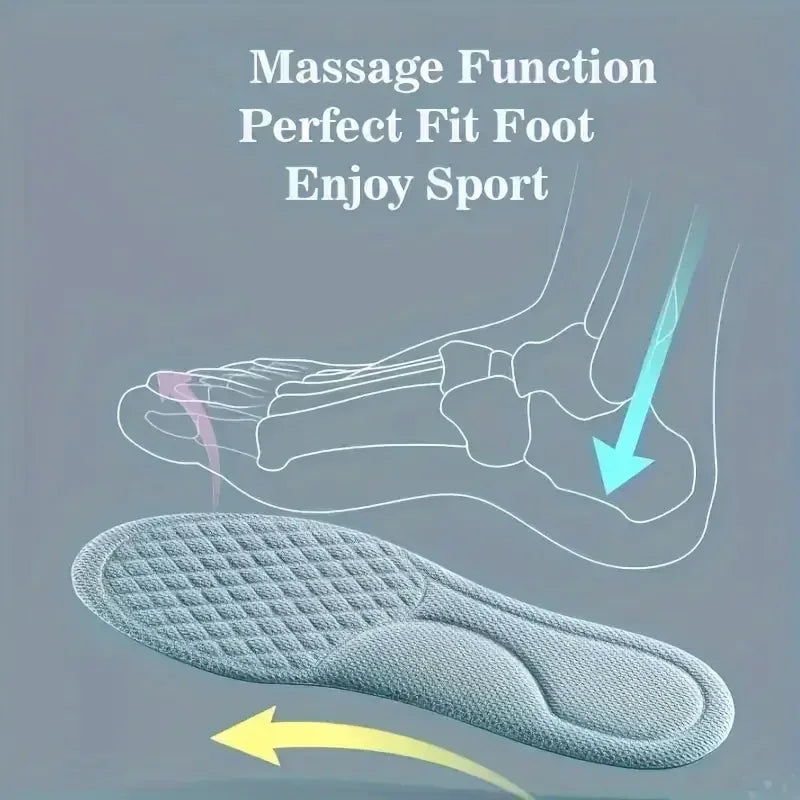 1Pair 5D Sports Insoles Invisible Inner Raised Insole for Male and Female Comfort with a Soft Sole and Full Cushion for Shock