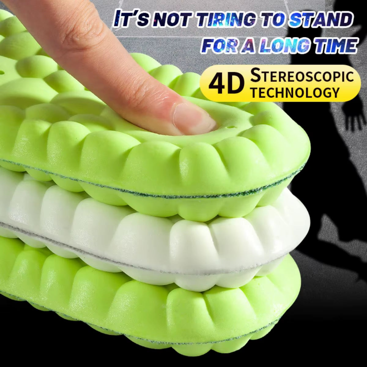 1Pair Sport Insoles PU High Stretch Shock Resistant Antibacterial Anti-Odorant Breathable Insoles Comfortable for Shoes Cushion