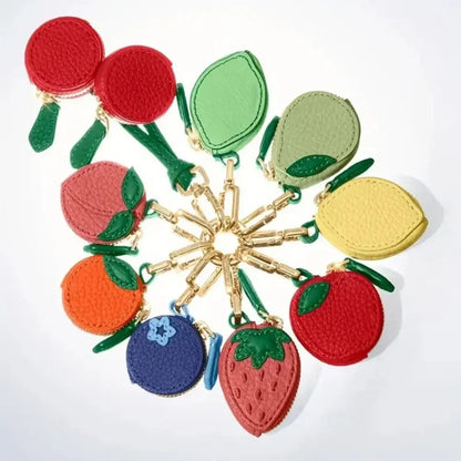 Adorable Mini Cherry Coin Purse - Cute Strawberry PU Leather Keychain & Earphone Bag