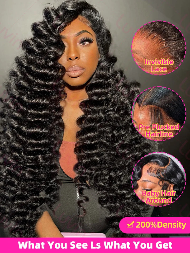 30 40Inch Loose Waves Wig Human Hair Brazilian Loose Deep Wig 13X6 Hd Lace Frontal Wig Curly Lace Front Human Hair Wig for Women